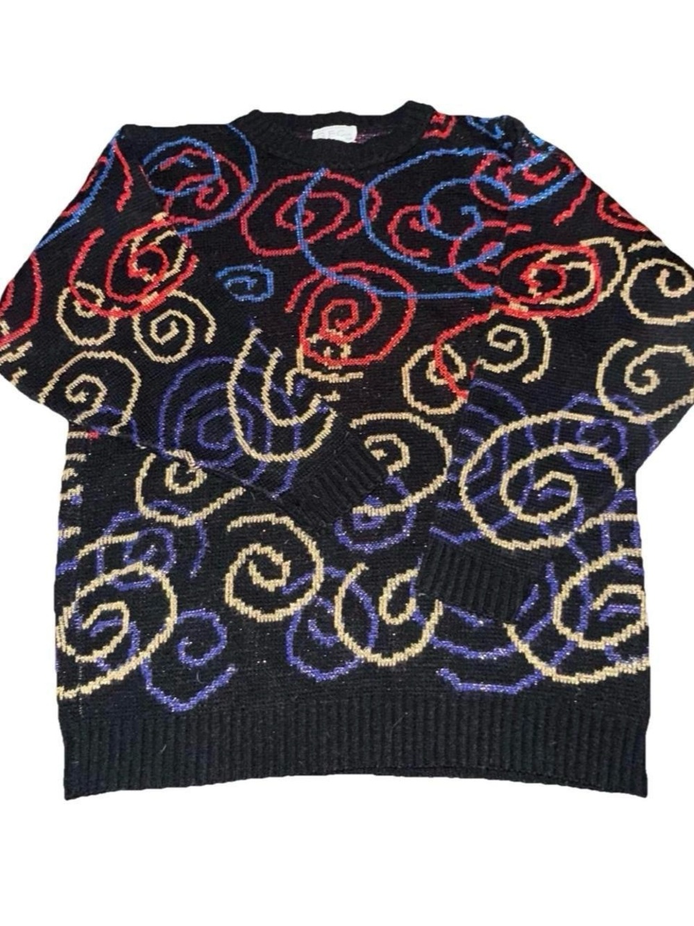 80s 90s GFC LTD. multicolored swirls knit sweater